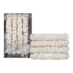 Pure Silk Skinny Scrunchies White x 4
