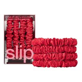 Pure Silk Skinny Scrunchies Red Set of 4
