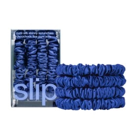 Pure Silk Skinny Scrunchies Royal Blue Set of 4
