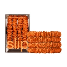 Pure Silk Skinny Scrunchies Orange Set of 4