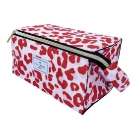 Open Flat Makeup Box Bag Pink Leopard