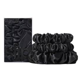 Back to Basics - Black Pure Silk Scrunchie Set 3 pieces