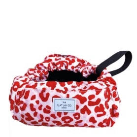 Open Flat Makeup Bag Pink Leopard