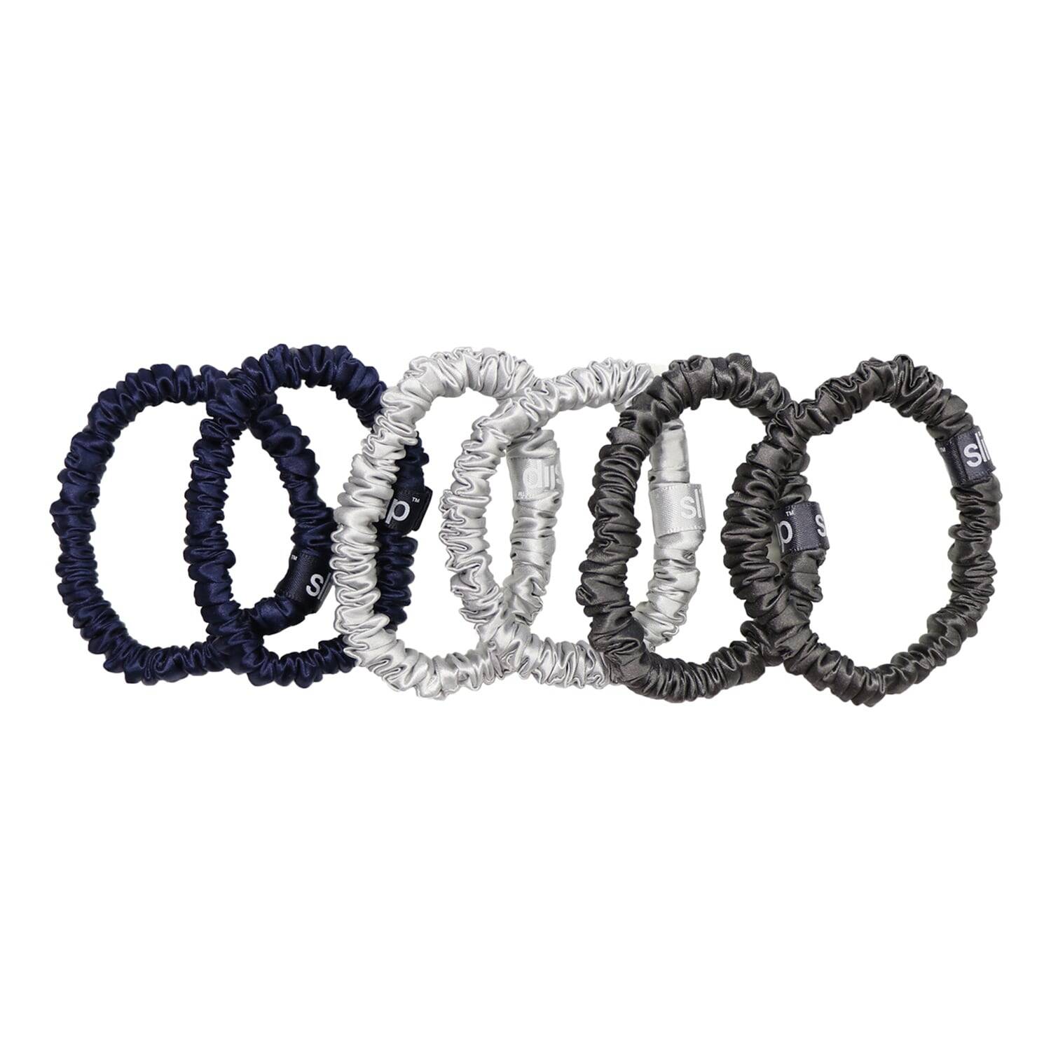 Slip Silk Pillowcase Small Slipsilk - Scrunchies Small Slipsilk Scrunchies Silver, Charcoal, Navy
