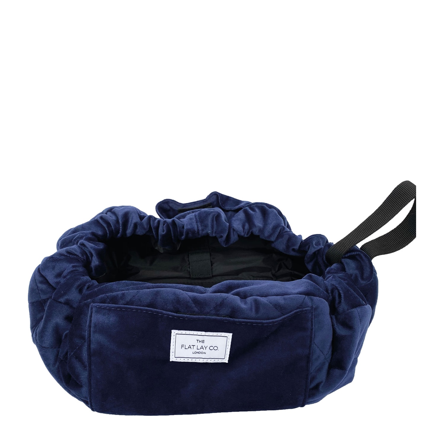 The Flat Lay Co. Open Flat Makeup Bag In Deep Blue Velvet 1Each