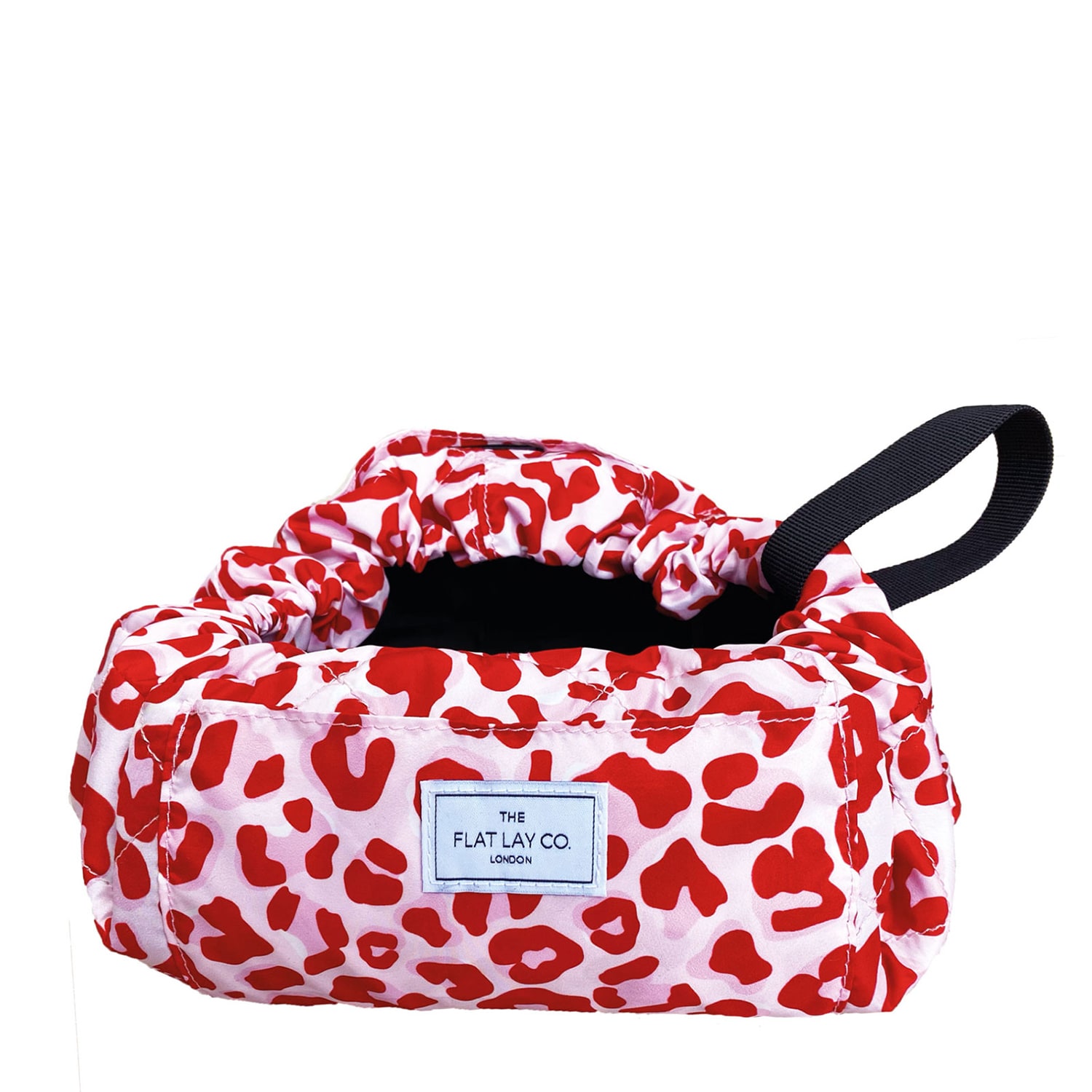 The Flat Lay Co. Open Flat Makeup Bag Pink Leopard