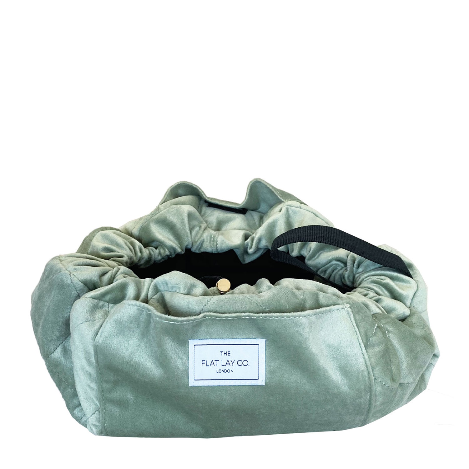 The Flat Lay Co. Open Flat Makeup Bag In Sage Green Velvet 1Each