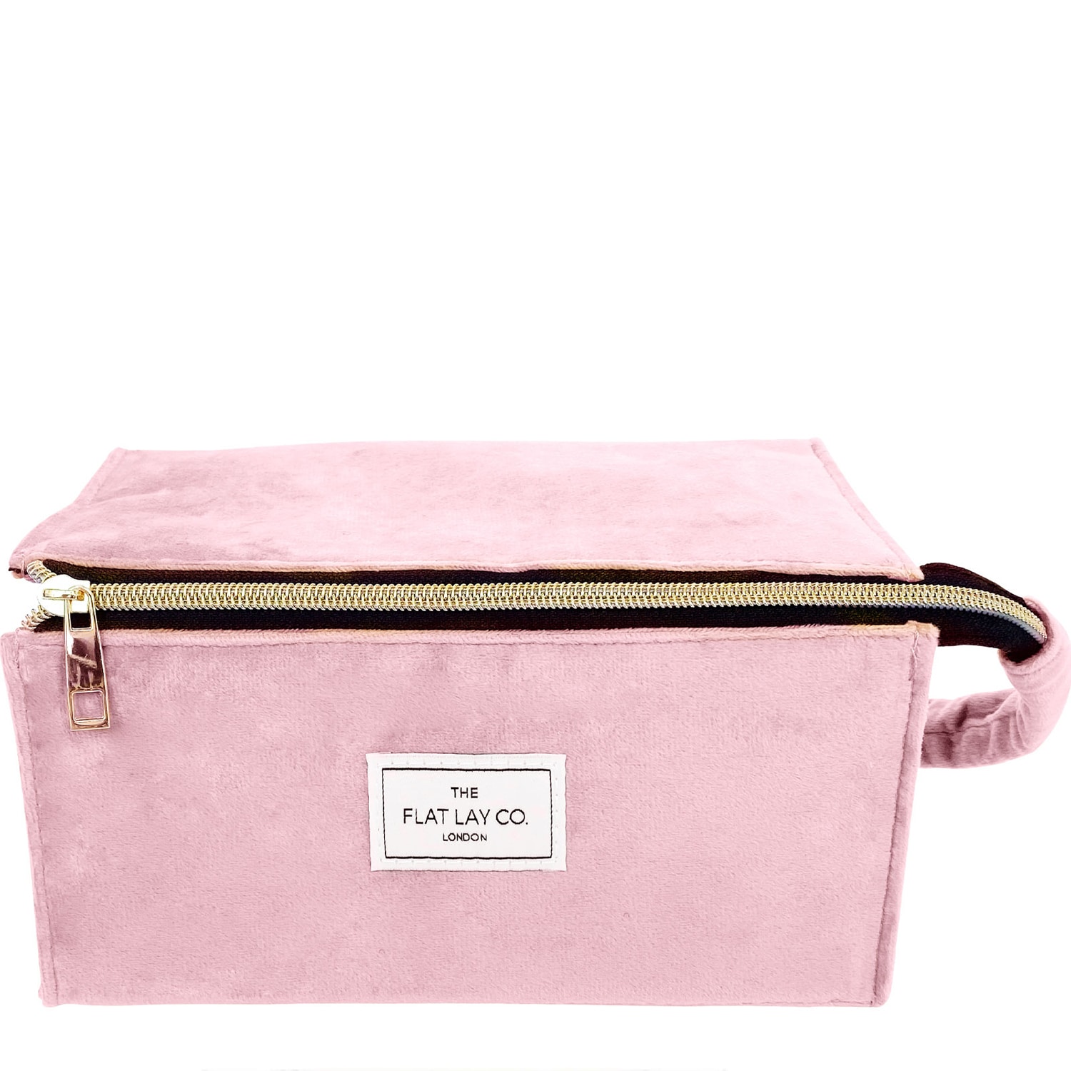 The Flat Lay Co. Open Flat Makeup Box Bag In Pink Velvet 1Each