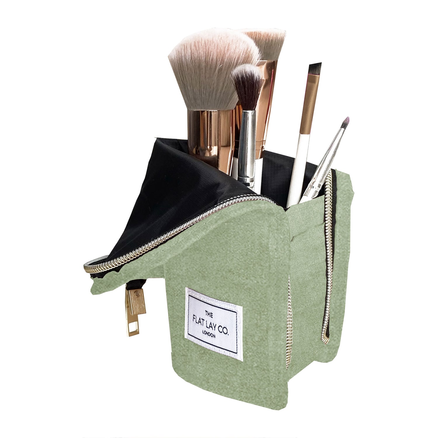 Debenhams Sage Velvet Brush Case - Green - One Size - Image 2