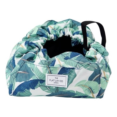 XXL Drawstring Makeup Bag in Tropical Leaves
