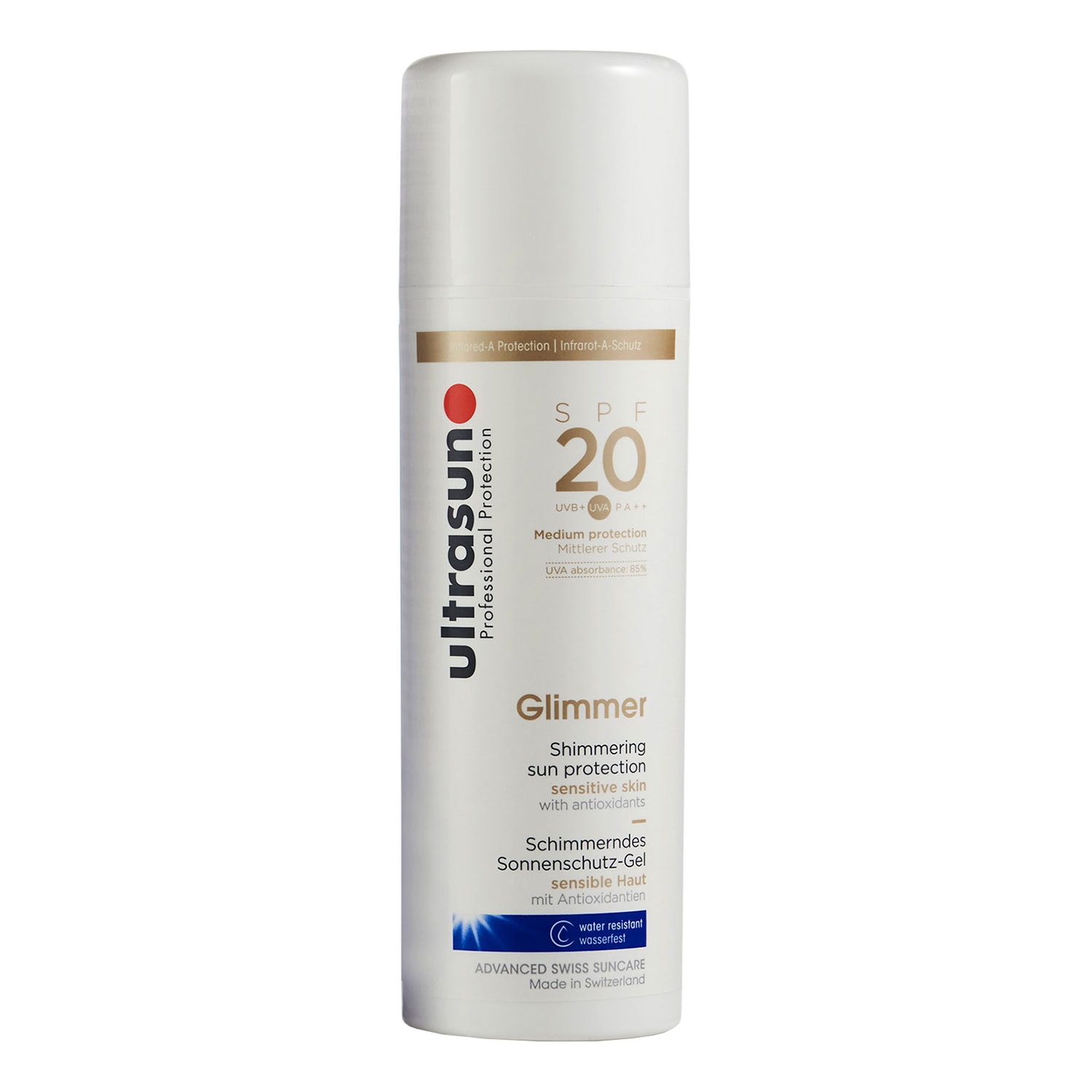 Ultrasun Sensitive Medium Spf20 Glimmer Formula 150Ml