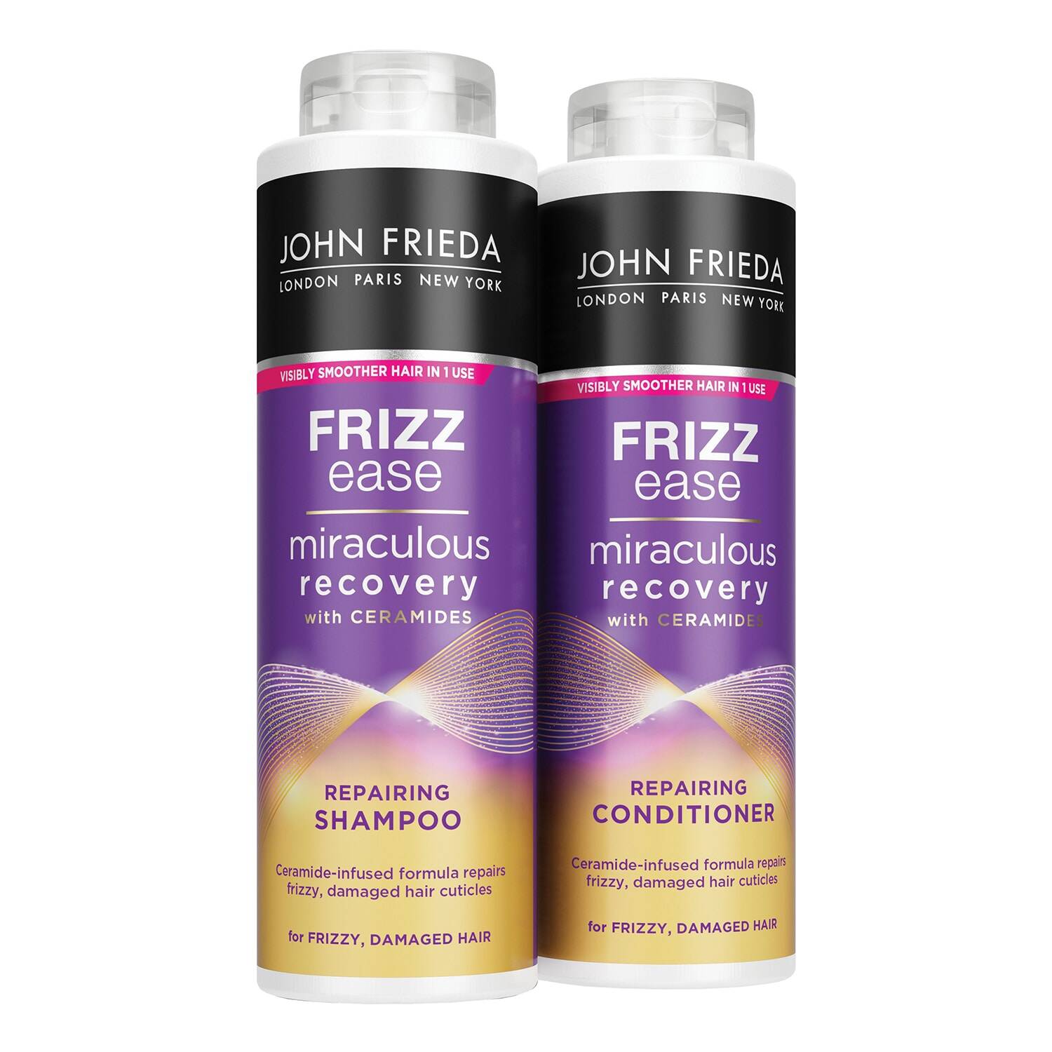 John Frieda Frizz Ease Miraculous Recovery Shampoo And Conditioner Duo Pack 2 X 500ml, Repairing And Smoothing Shampoo And Conditioner Bundle Dry, Damaged Hair - Image 5