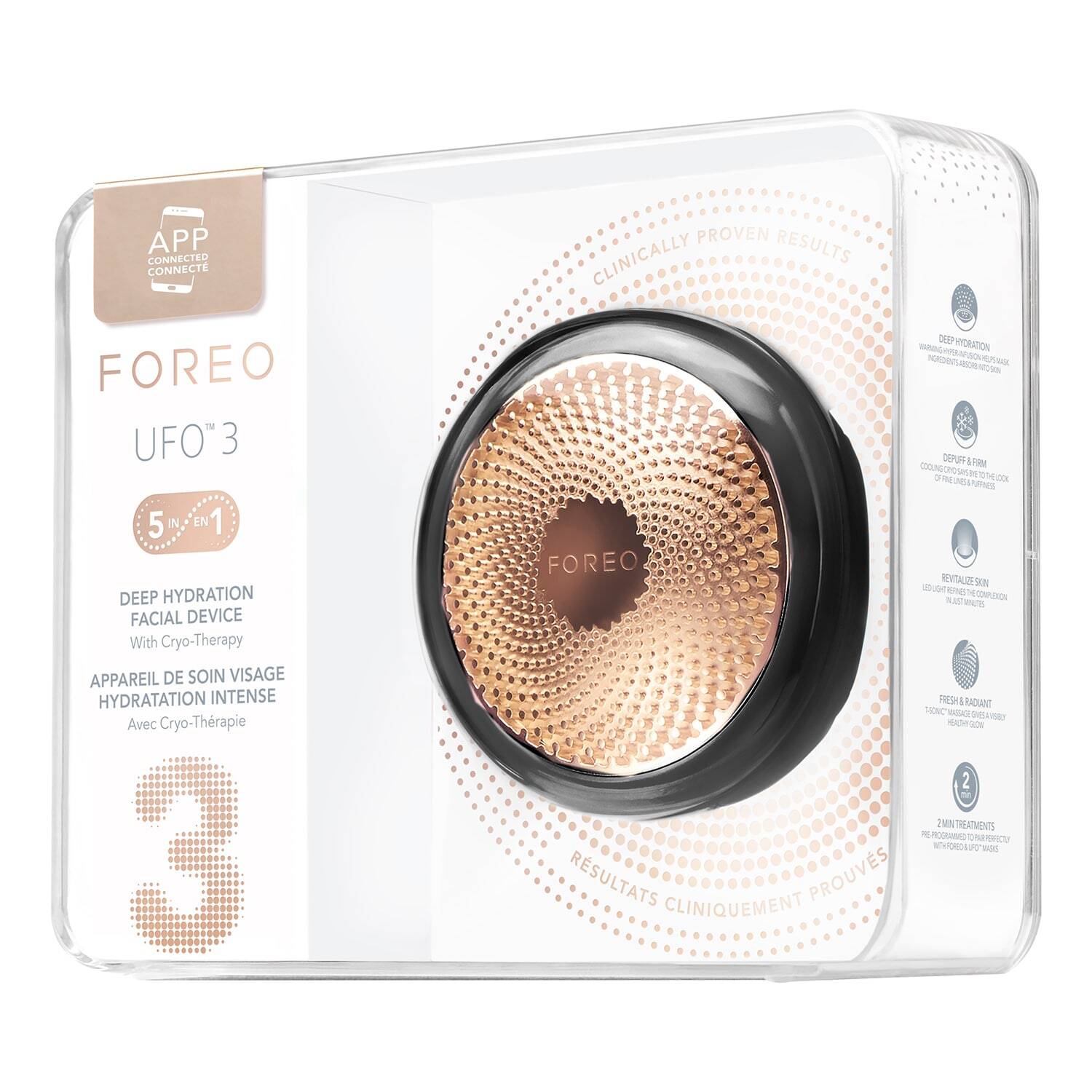 FOREO UFO 3-5-in-1 Full Facial LED Mask Treatment - Deep Moisturiser - Anti Aging Face Mask Beauty - Thermotherapy - Cryotherapy - Face Massager - Black - Image 3