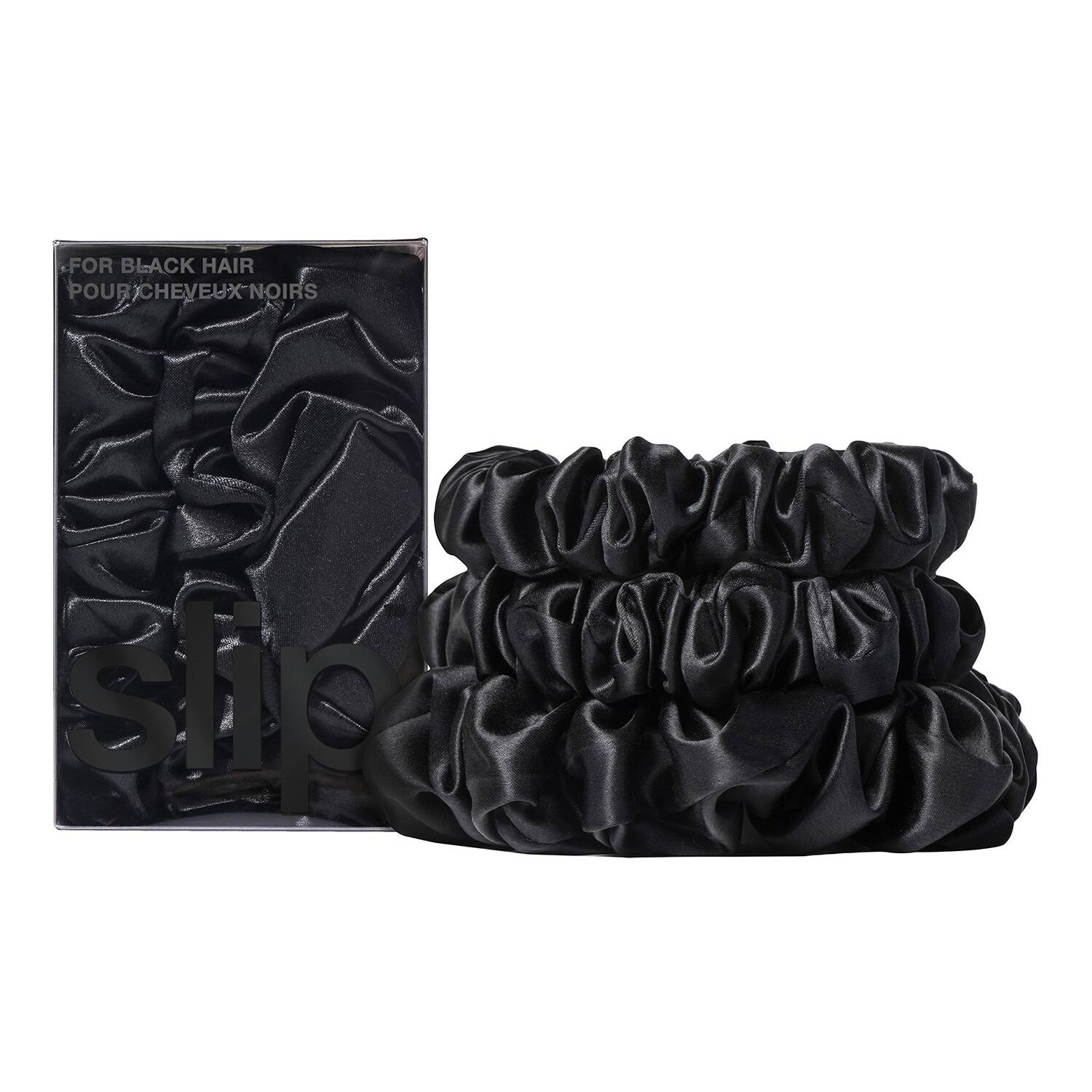 Slip Silk Pillowcase Back To Basics - Black Pure Silk Scrunchie Set 3 Pieces