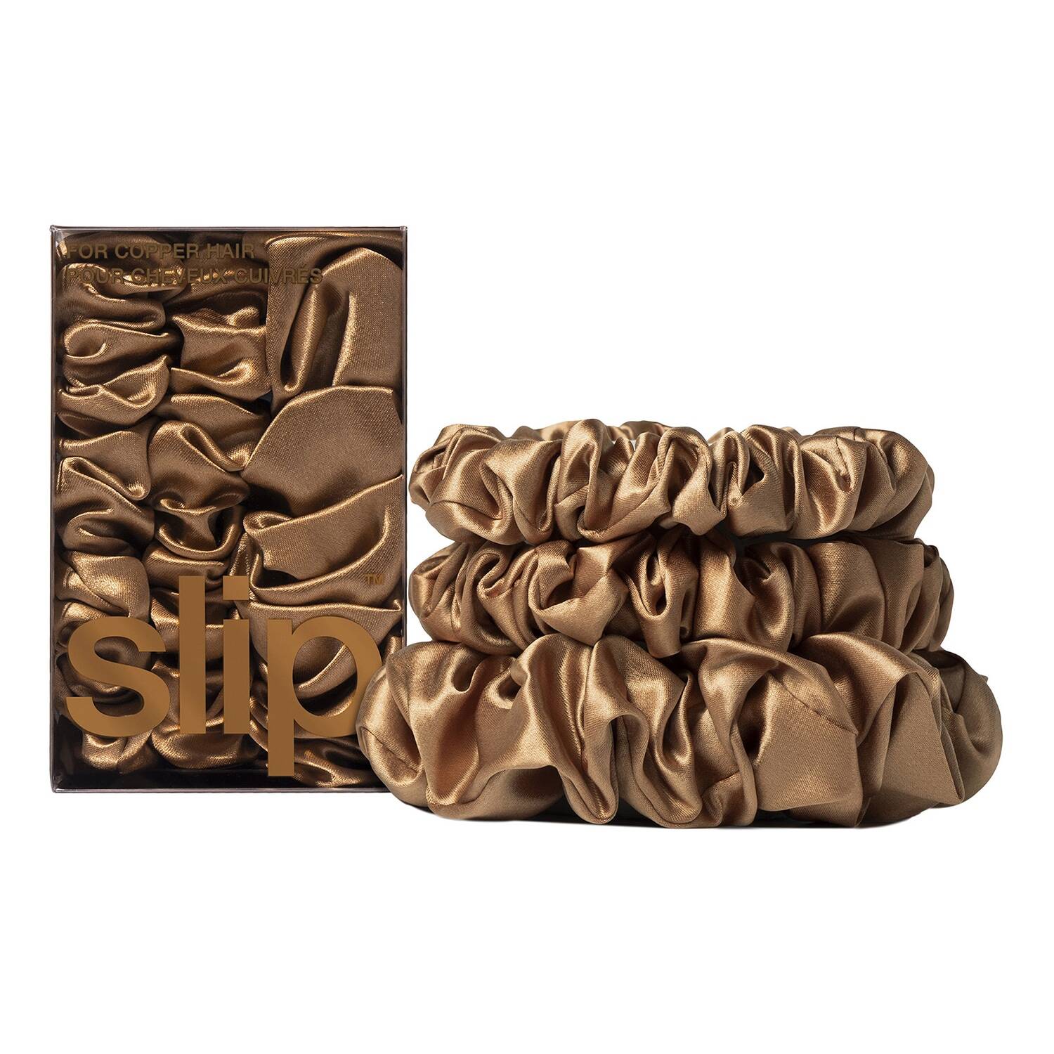 Slip Silk Pillowcase Pure Silk Back To Basics Assorted Scrunchie Copper Set