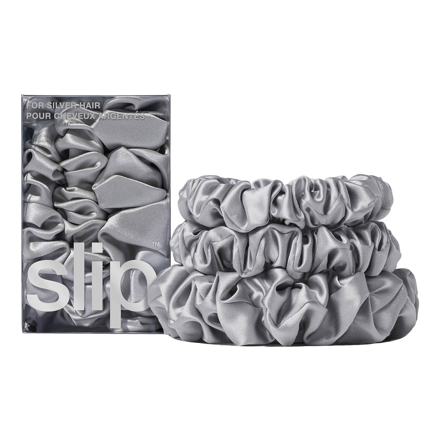 Slip Silk Pillowcase Pure Silk Back To Basics Assorted Scrunchie Silver Set