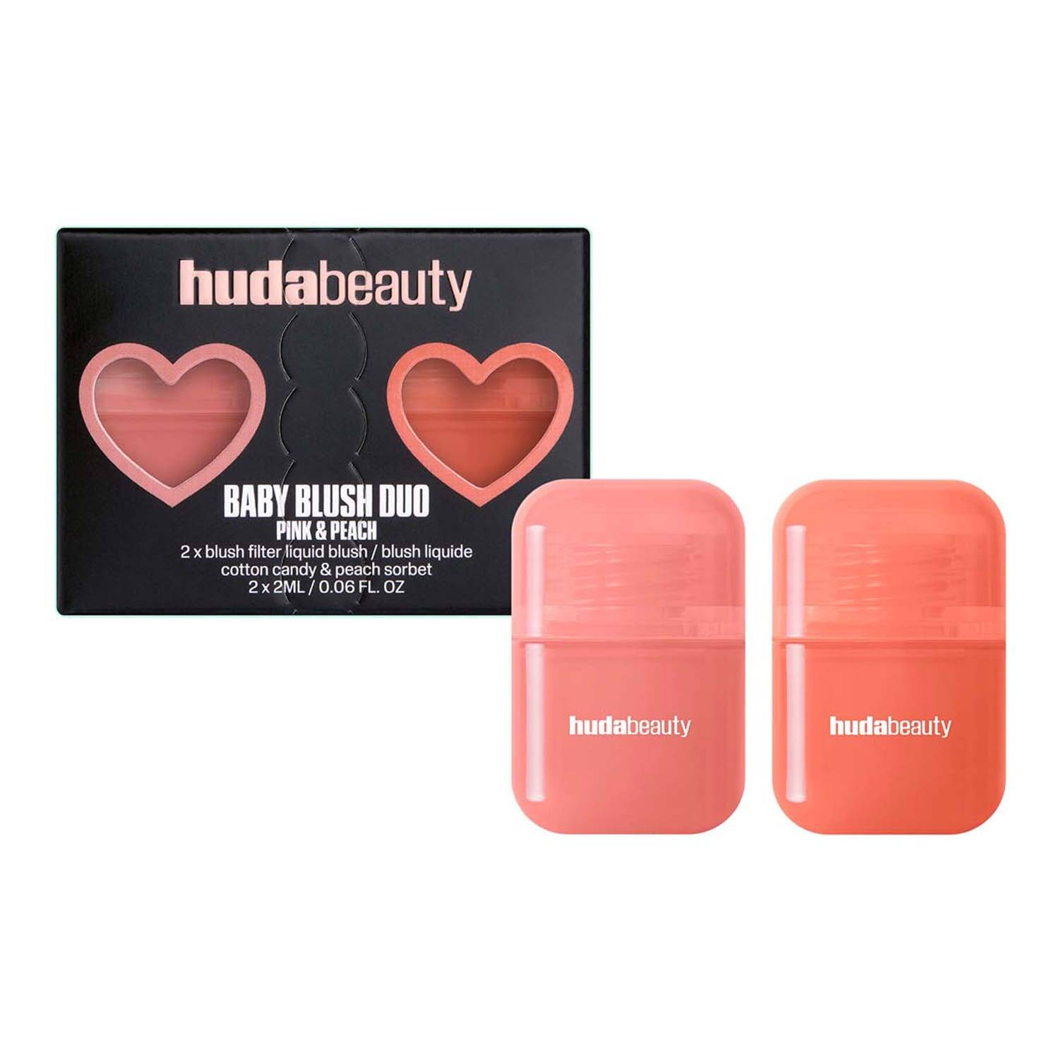 Huda Beauty Baby Blush Duo Cotton Candy And Peach Sorbet 2 X 2 Ml