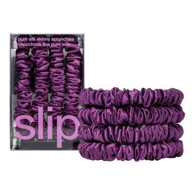Pure Silk Skinny Scrunchies Dark Purple