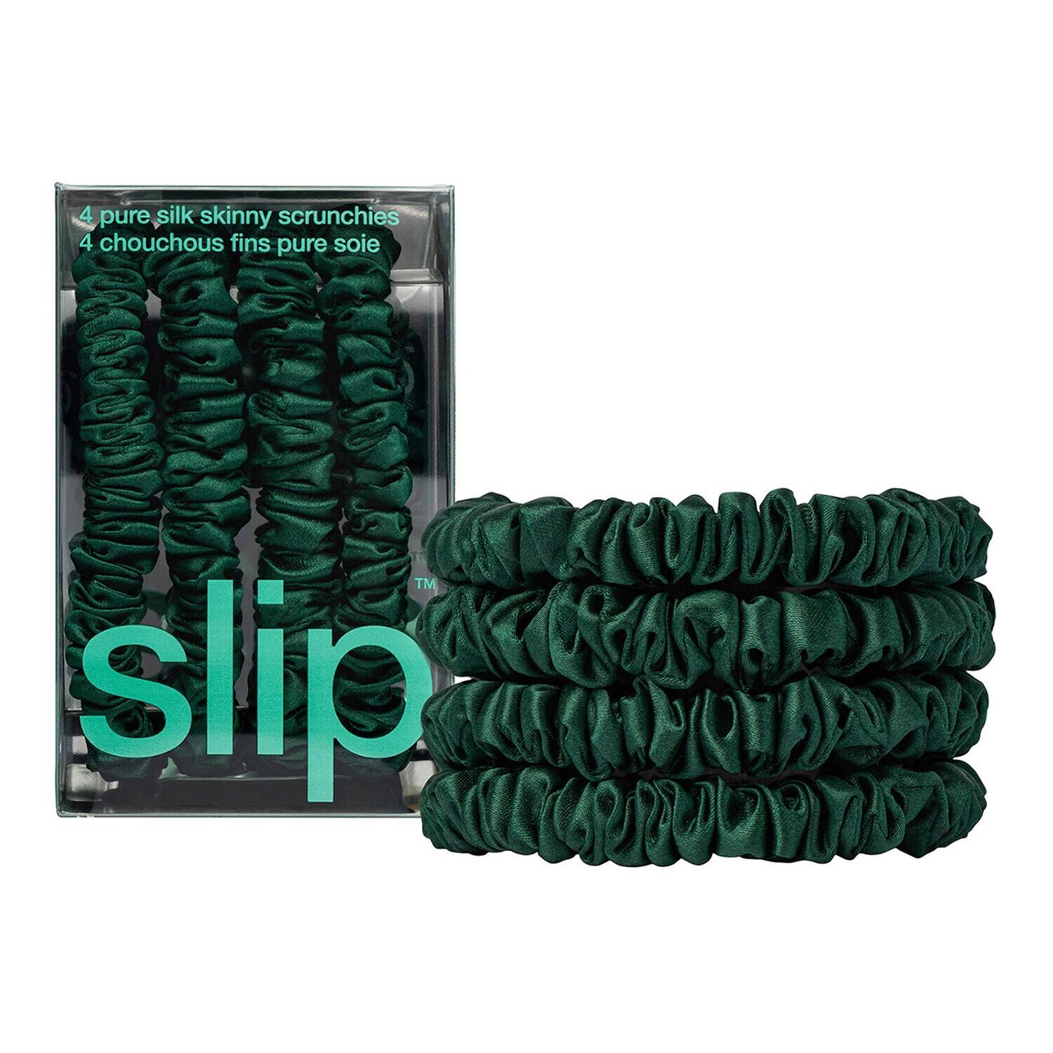 Slip Silk Pillowcase Pure Silk Skinny Scrunchies Forest Set Of 4