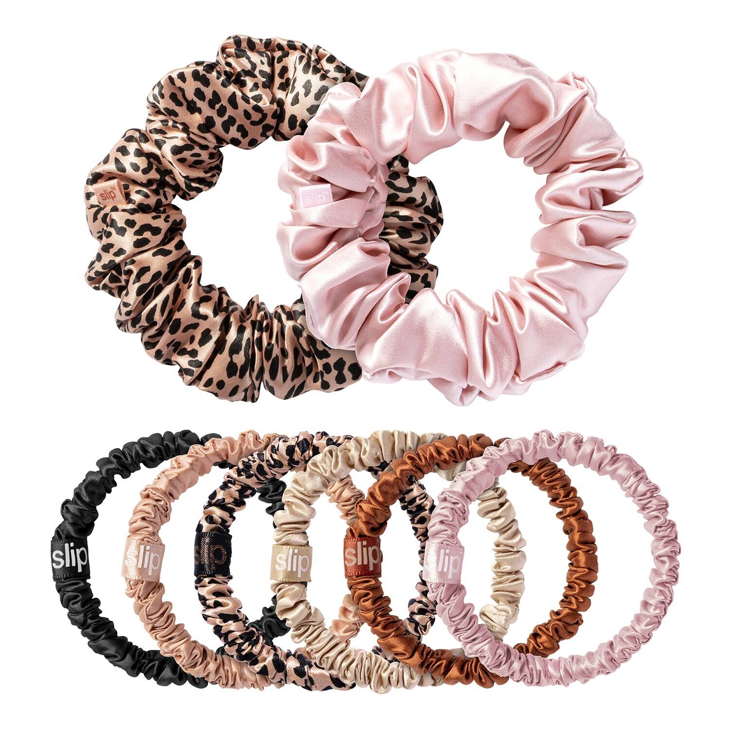 Slip Silk Pillowcase Pure Silk Assorted Scrunchies Set Of 8 Sunset