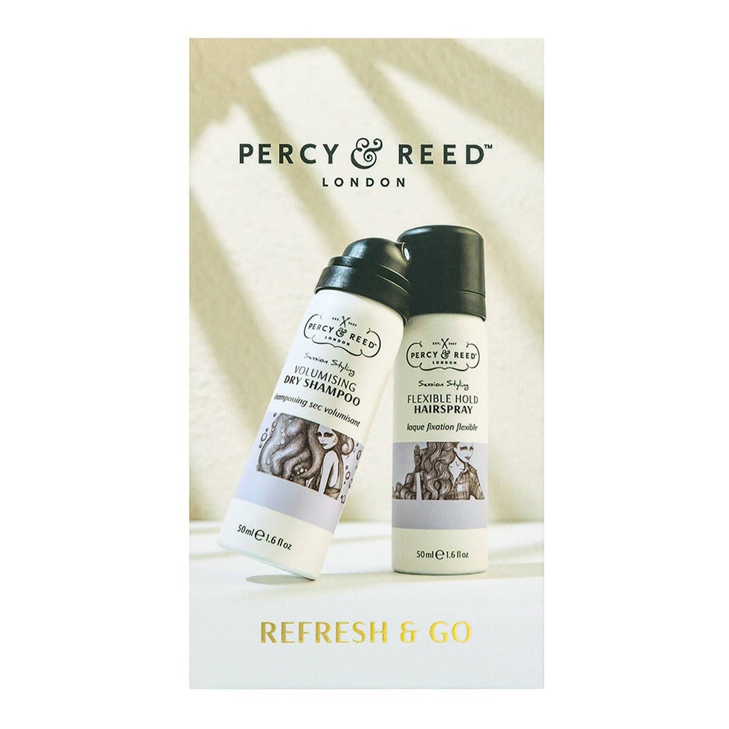 Percy & Reed Volumising Dry Shampoo & Flexible Hold Hairspray 2 x 50ml | Refresh & Go Kit: Mini Dry Shampoo, Hair Spray with Heat Protection, Travel Sized Duo, Brushable Finish - Image 4