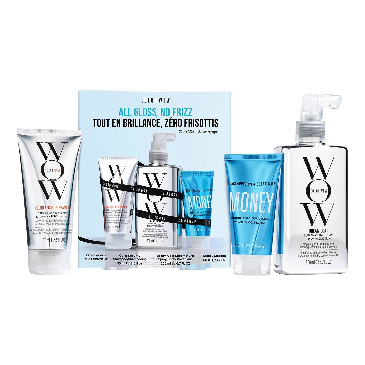 COLOR WOW All gloss, no frizz kit 75ml + 200ml +50ml image