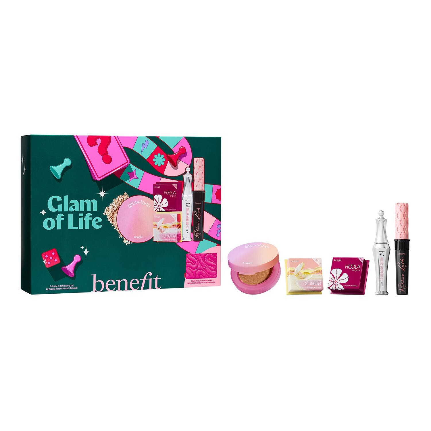 BENEFIT COSMETICS Glam of Life Mascara, Brow and Cheek 5-piece Makeup Gift Set image