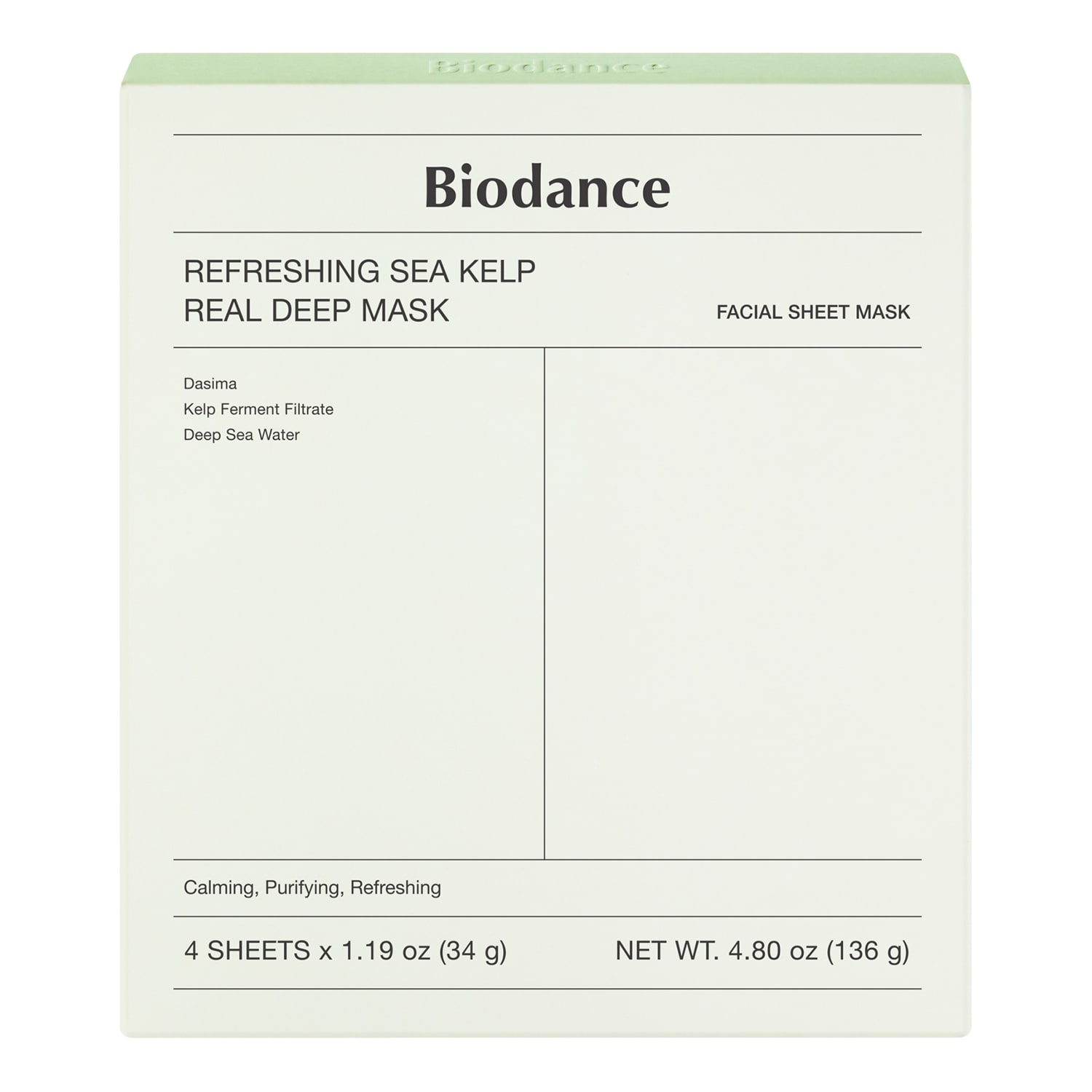 Biodance Women's Light Face Skin Care Refreshing Sea Kelp Real Deep Mask Refreshing And Moisturizing Face Mask - Image 6