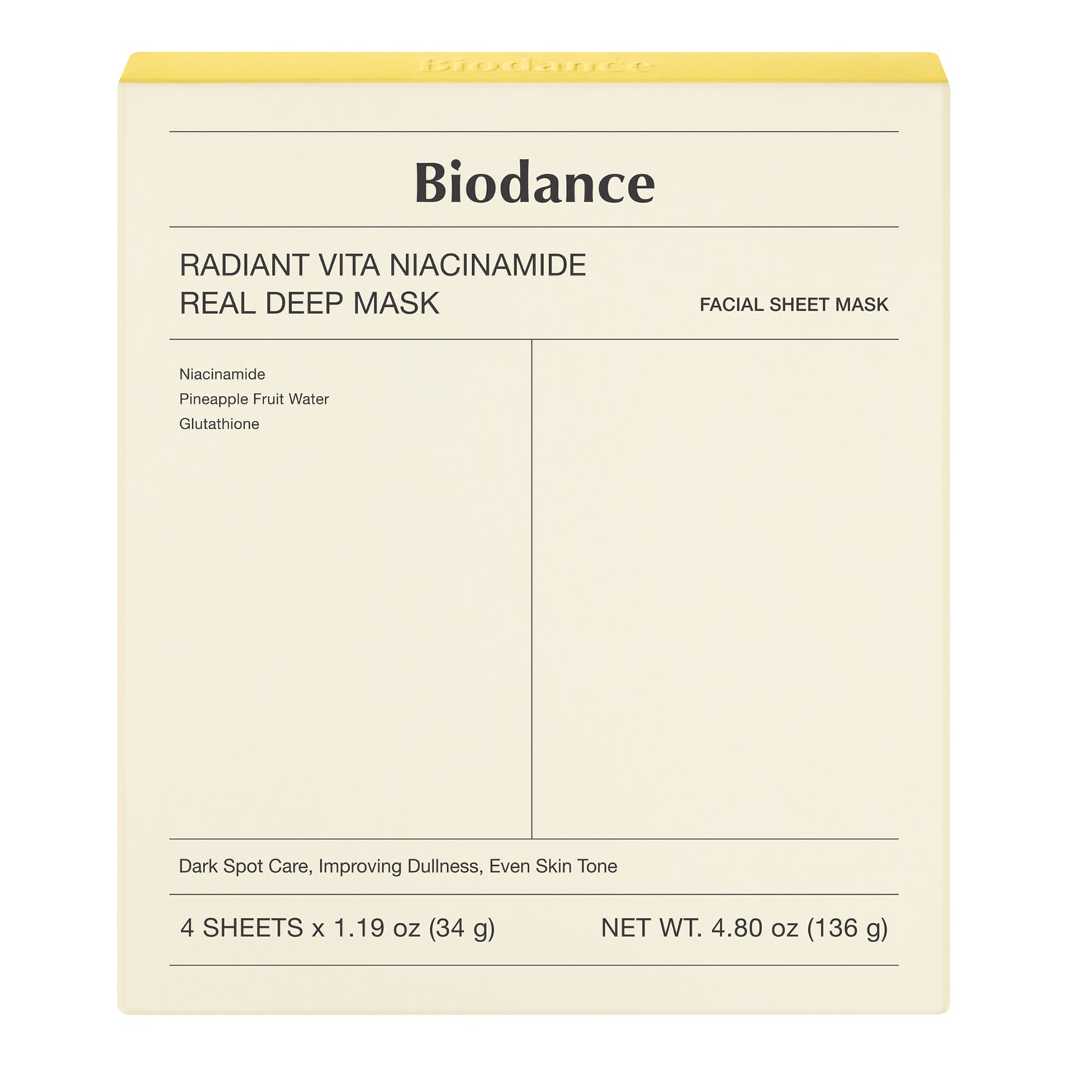 Biodance Radiant Vita Niacinamide Real Deep Mask 136G