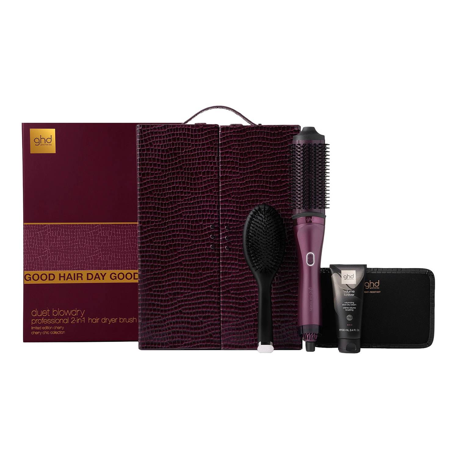 Ghd Duet Blowdry With Volume Forever And Dressing Brush In Cherry