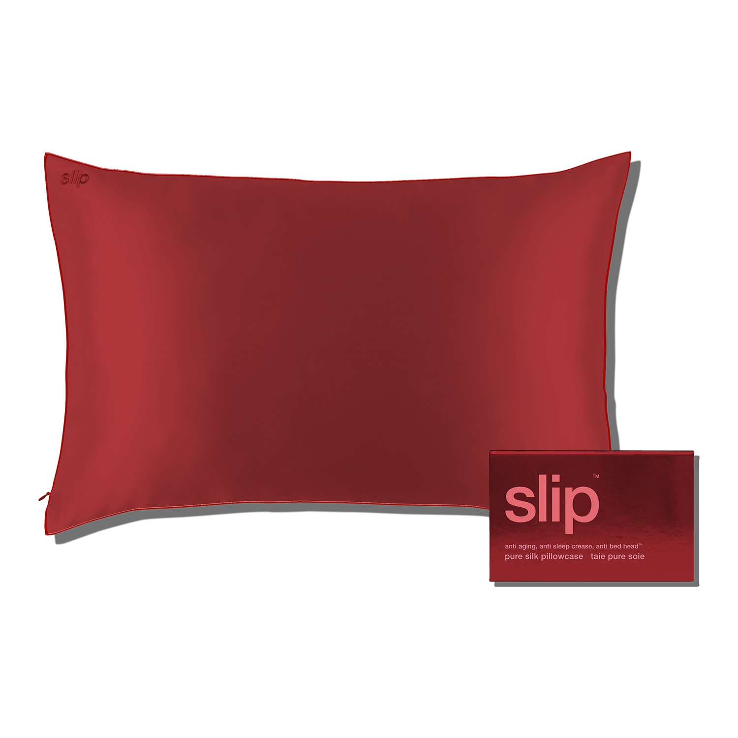 Slip Silk Pillowcase Pure Silk Queen Pillowcase Scarlet