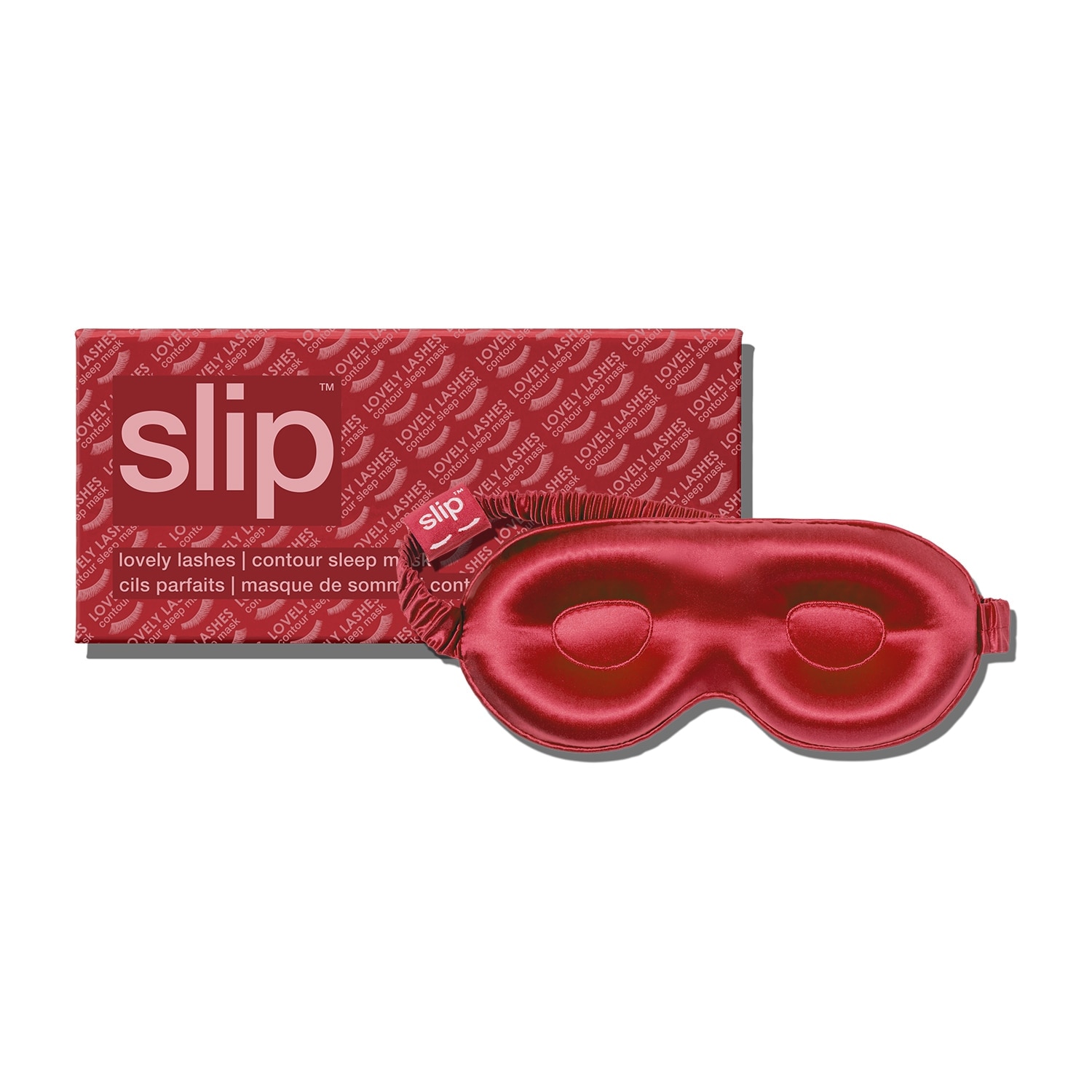 Slip Silk Pillowcase Pure Silk Contour Sleep Mask Scarlet