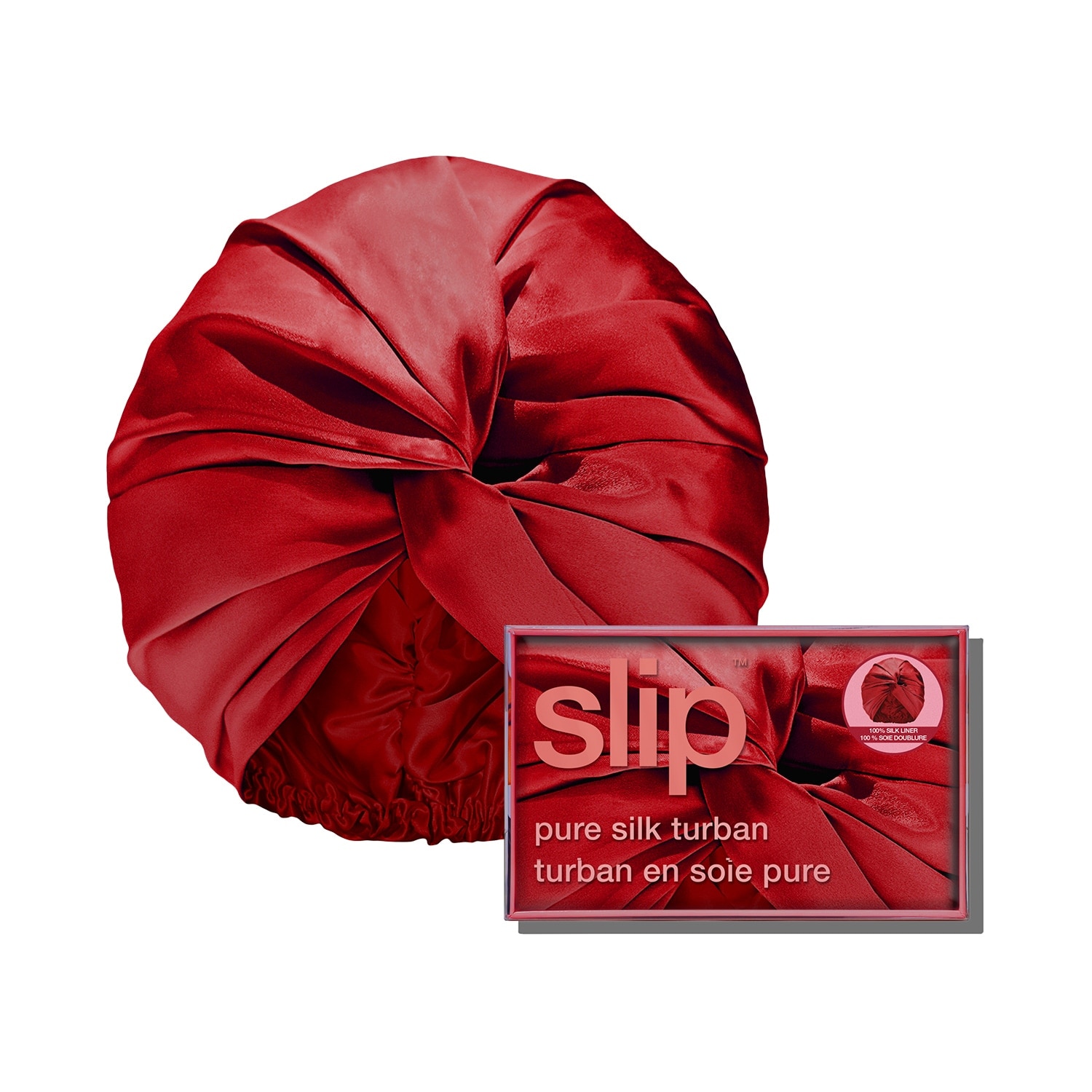 Slip Silk Pillowcase Pure Silk Turban Scarlet