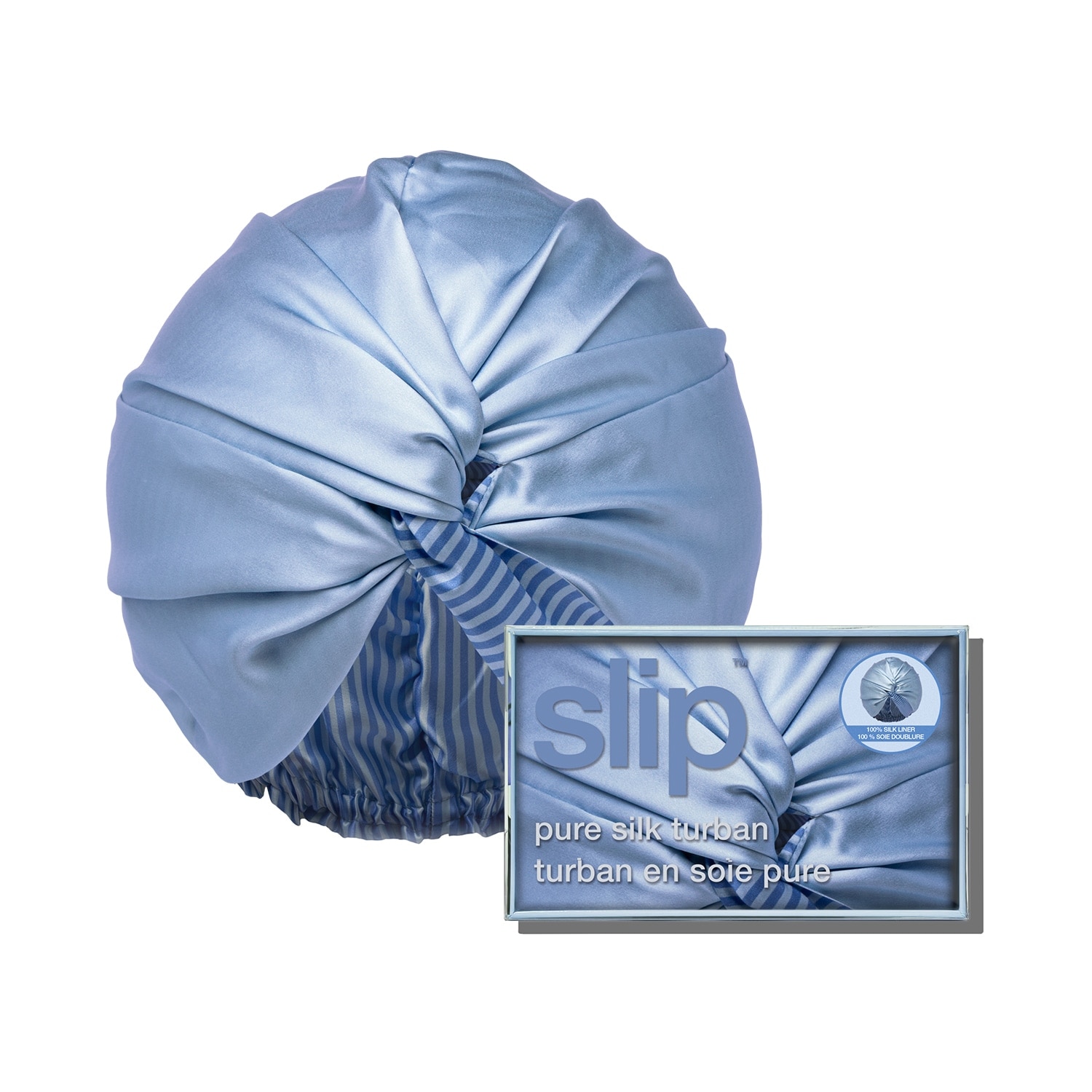 Slip Silk Pillowcase Pure Silk Turban Cornflower
