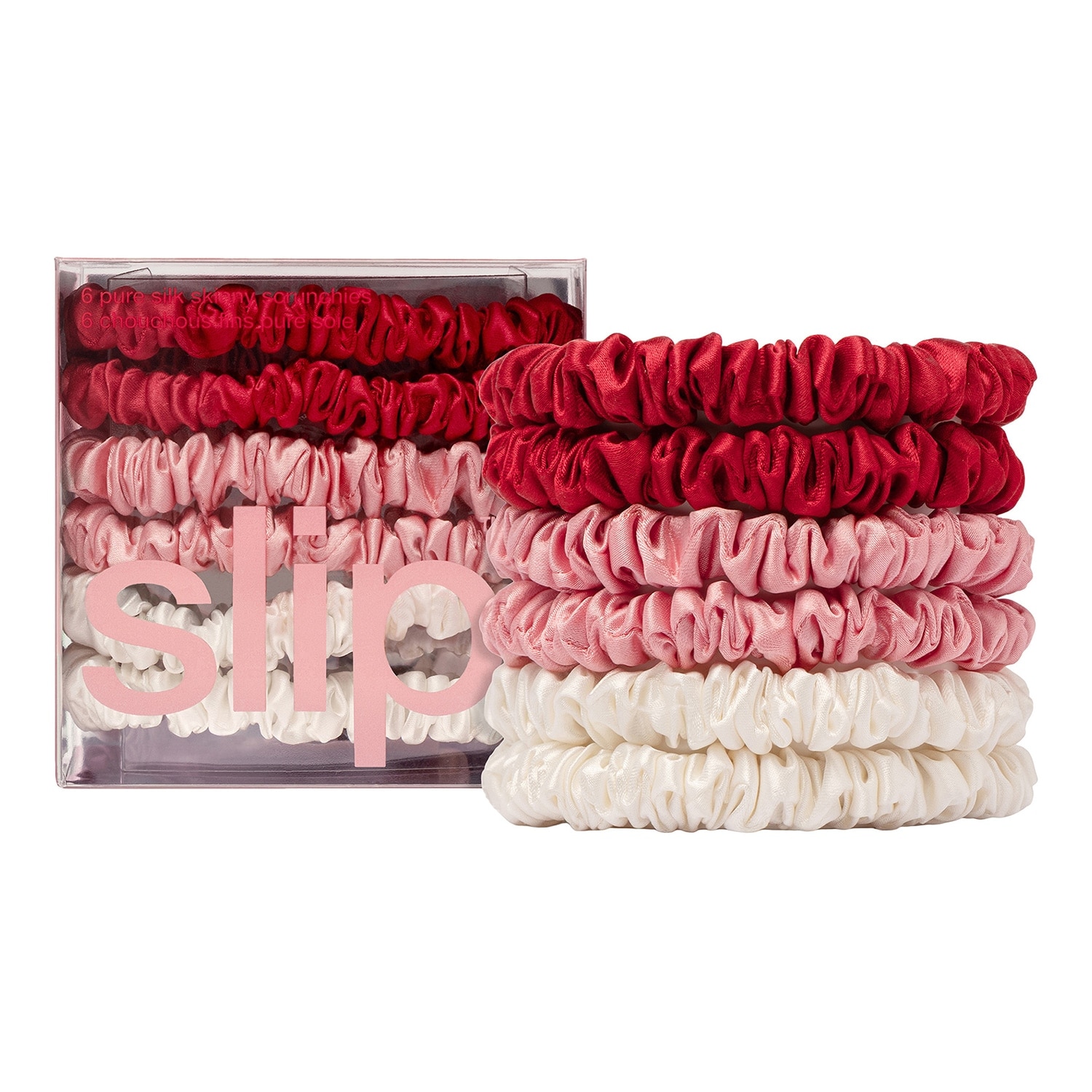 Slip Silk Pillowcase Pure Silk Skinny Scrunchies X 6 Sweetie