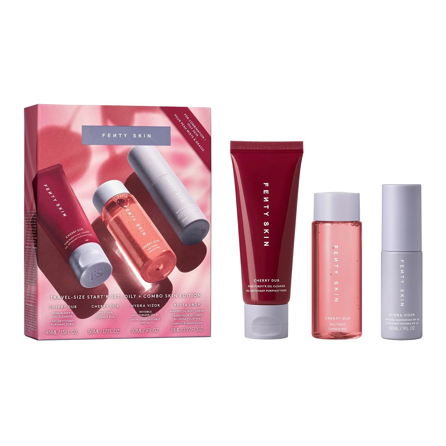 Fenty Skin Travel-Size Start'R Set: Oily + Combo Skin Edition Start'R Set (50Ml + 45Ml + 30Ml + 8Ml)