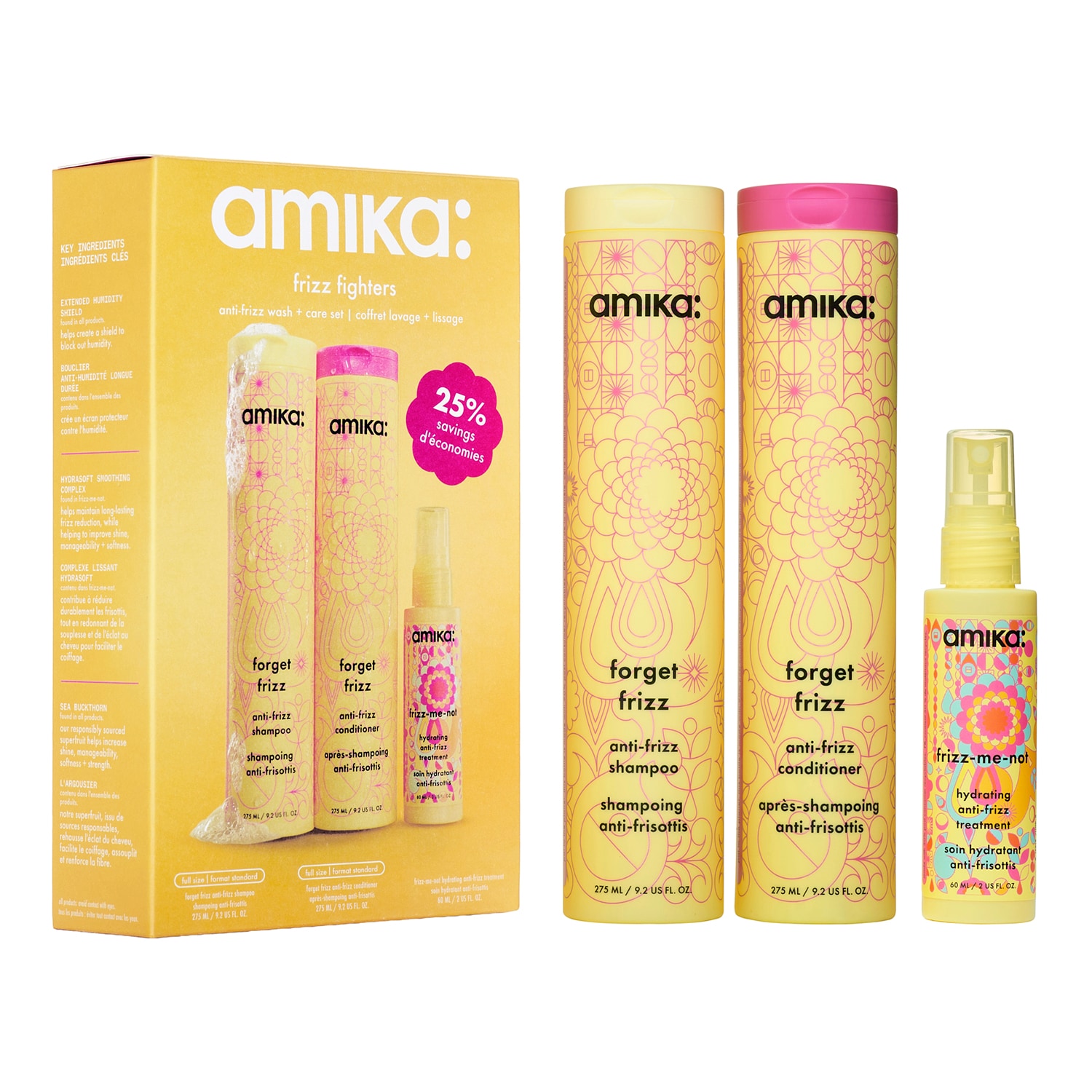 Amika Frizz Fighters Anti-Frizz Wash + Care Set 610ml (Worth £66) - Image 2