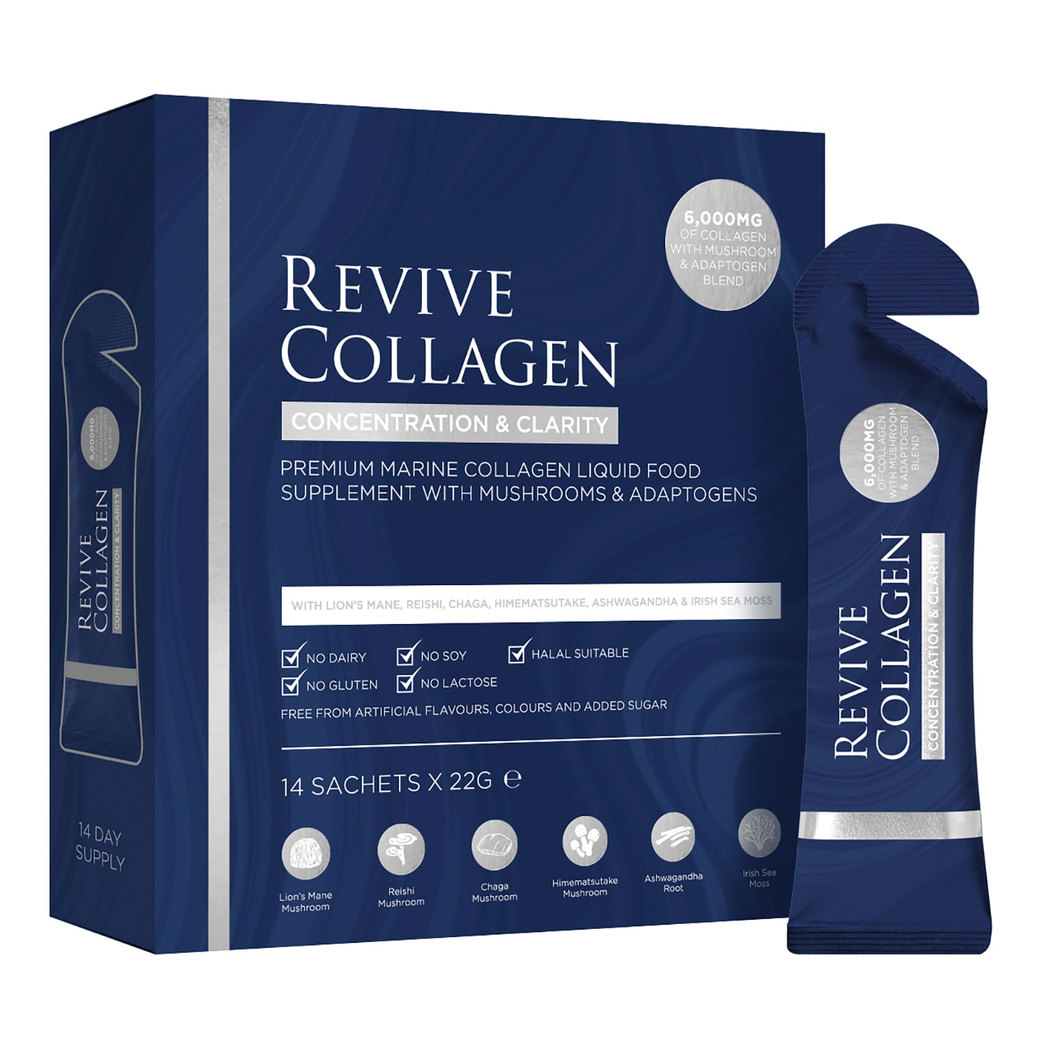 Revive Collagen Concentration & Clarity Functional Mushroom And Adaptogen Blend 14 Sachets