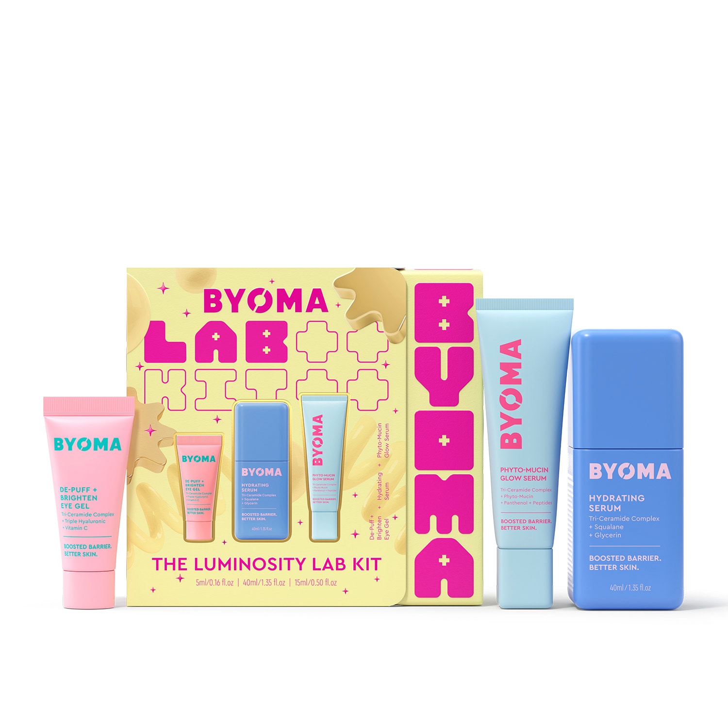BYOMA The Luminosity Lab Kit, Skincare Set, Travel Size Skincare | 3 Travel-Size Products, Hydrating Serum, Phyto-Mucin Glow Serum, De-Puff Eye Gel, Clinically Proven, Korean Skin Care Set - Image 3