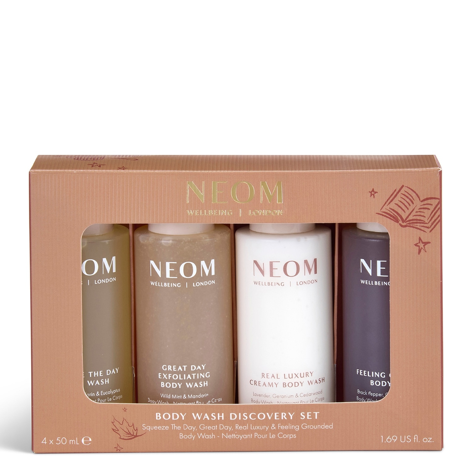 Neom Wellbeing Body Wash Discovery Set 50Ml + 50Ml + 50Ml + 50Ml