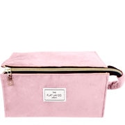 The Flat Lay Co. Open Flat Makeup Box Bag in Pink Velvet