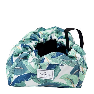 XXL Drawstring Makeup Bag in Tropical Leaves