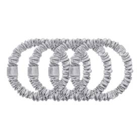 SLIP Pure Silk Skinny Scrunchies Silver x 4