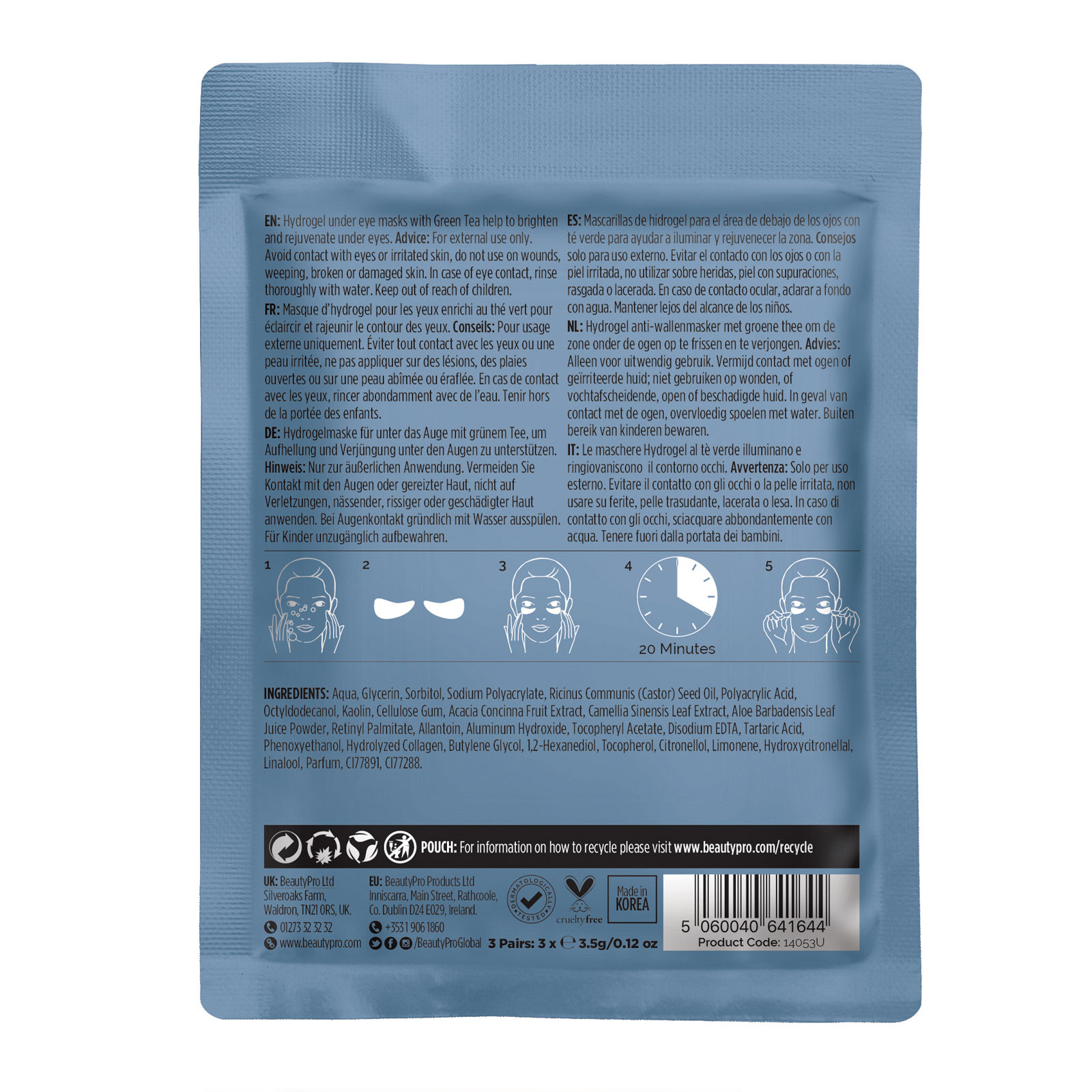 Beautypro Eye Therapy Collagen Under Eye Mask With Green Tea Extract 3 X 3.5G