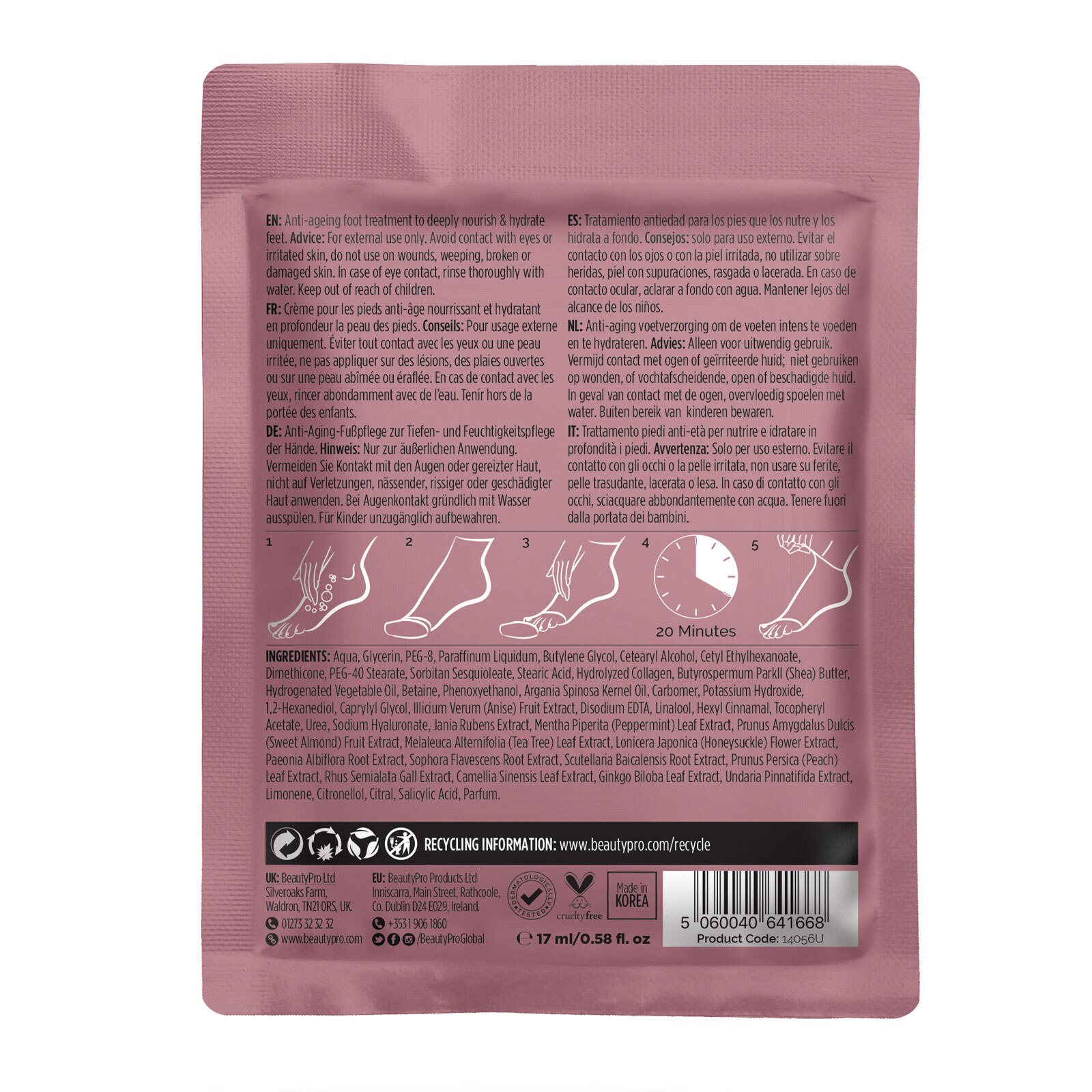 Beautypro Foot Therapy Collagen Infused Bootie With Removable Toe Tip 17G
